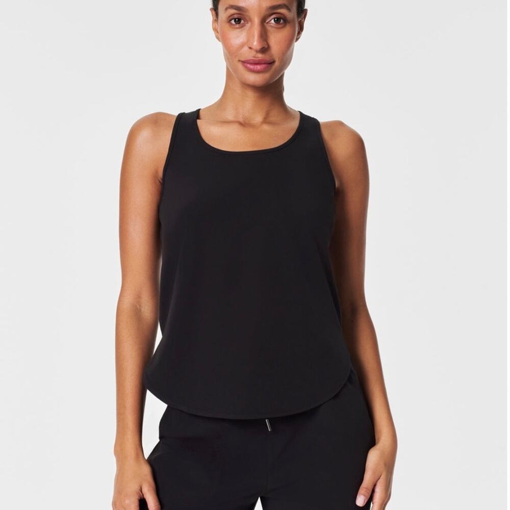 Spanx Out Of Office Shell Tank Top Black Lightweight Flowy Size XL